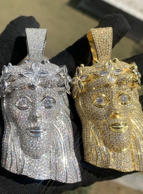 ICED饰品定制欧美嘻哈四叶草人像吊坠铜镶锆石满钻吊坠