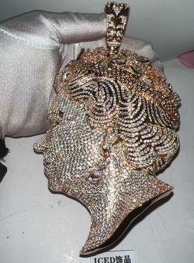 嘻哈满钻英国女皇全立体超大号Centralcee说唱女王吊坠百搭吊坠