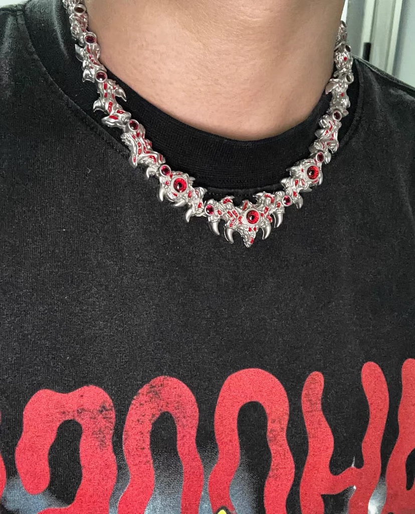 SASIOVERLXRD同款原版大小号夜光异形尖刺眼睛项链寄生项链