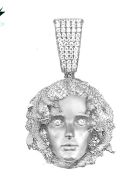 BLITZ BOY美杜莎镶嵌锆石项链挂坠欧美高街嘻哈说唱潮复古吊坠