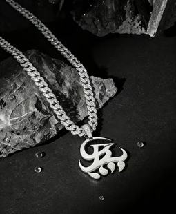 Gai同款嘻哈GBLOCK炁吊坠项链说唱歌手百搭饰品项链吊坠