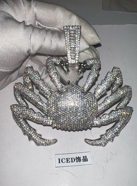 ICED欧美嘻哈满钻镶嵌百搭时尚潮流穿搭大号10cm满钻螃蟹吊坠