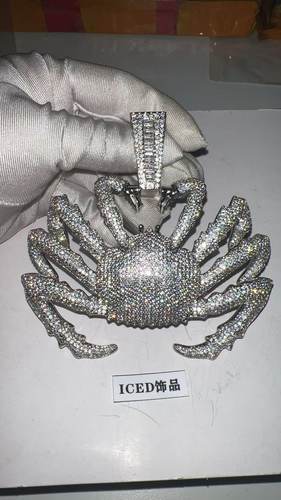 ICED欧美嘻哈满钻镶嵌百搭时尚潮流穿搭大号10cm满钻螃蟹吊坠