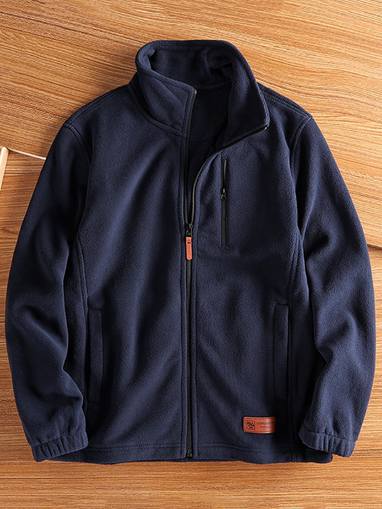 홈 데일리 폴라 플리스 자켓 남성용 트렌디 루즈 캐주얼 카디건 스탠드 칼라 패션 스포츠 자켓 남성용