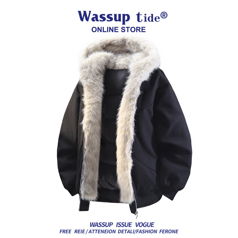 WASSUP TIDE羽绒服男士冬季保暖潮座山雕棉衣时尚情侣款女外套