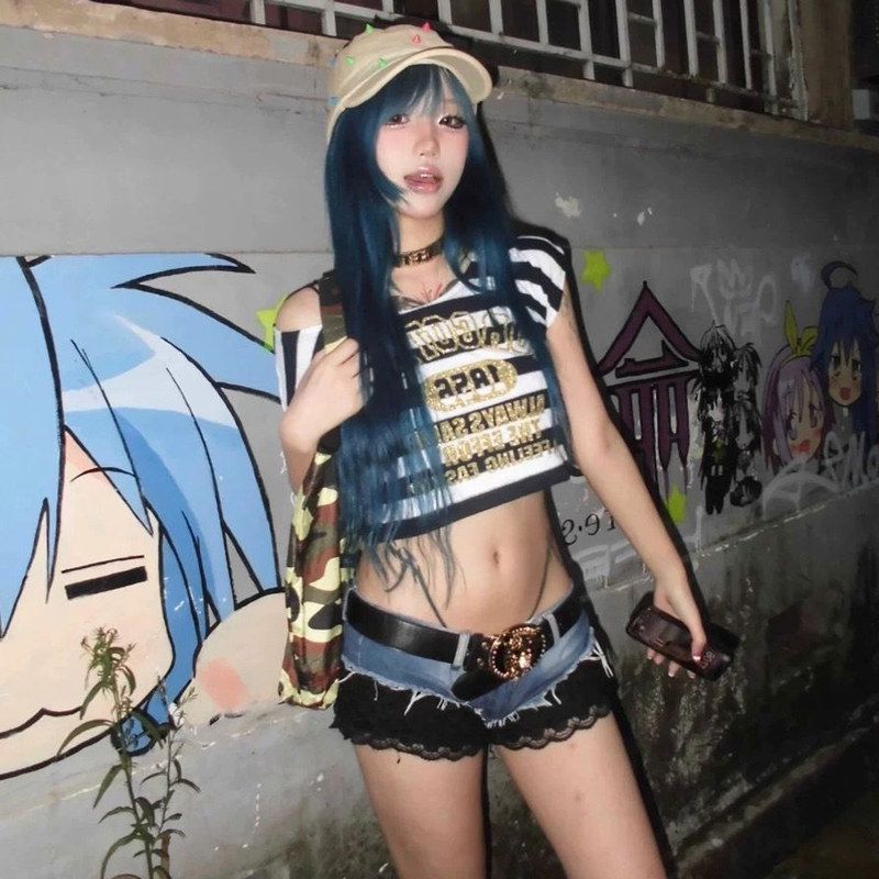 热裤复古低腰紧身热辣蕾丝美式