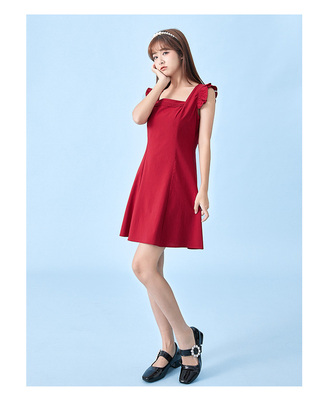 裙爱衣服背心裙女收腰季百搭新款露背绑带a字裙B27328连衣裙