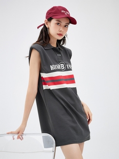 爱衣服别致独特的裙子运动休闲 新款美式运动风印花背心裙潮