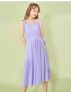 百搭新款 裙女季 格子桔梗a字裙吊带连衣裙 爱衣服吊带无袖