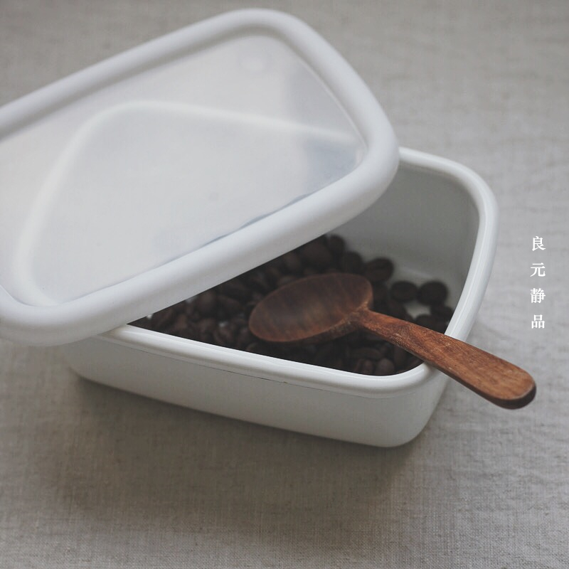 搪瓷日式素白色长方形便当保鲜盒