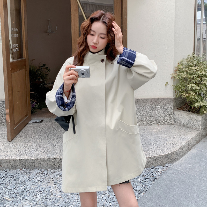 【秋装新款】袖口格子拼接风衣6715P165K238,女装短外套,浙宝089