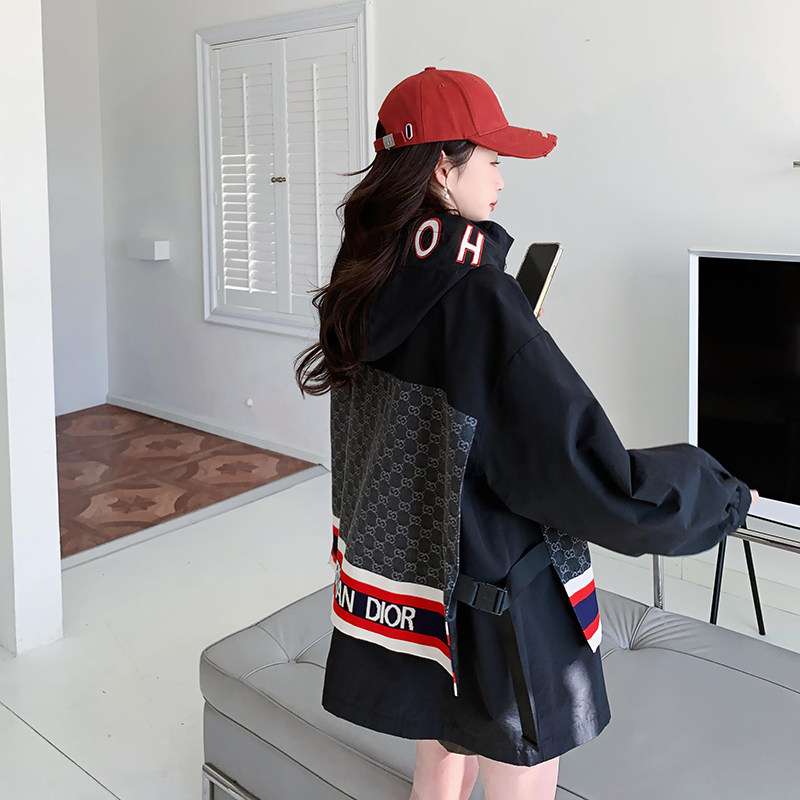 现货牛仔拼接工装风衣6171P145控198,女装风衣,浙宝089