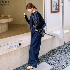 现货 仿牛仔三件套（马甲+裤子+打底衫）6612 P185 K268，女装套装/套裙，浙宝089