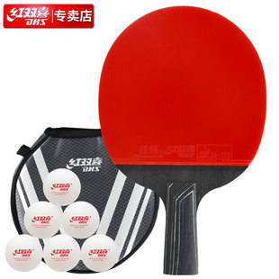 红双喜DHS专业星钻乒乓球拍单拍全能型直拍狂飙D02-S黑耀内附拍套