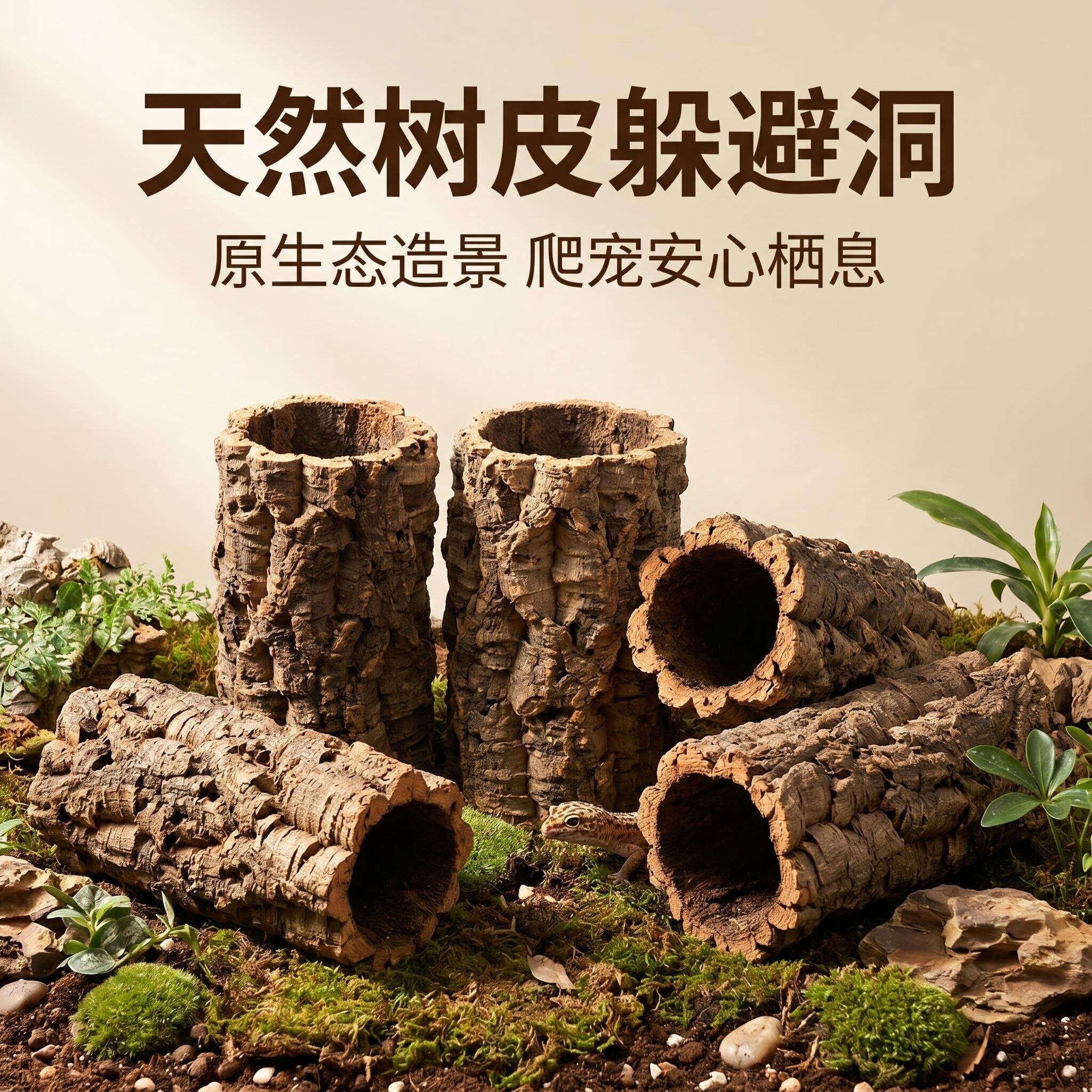 天然爬宠造景香槟树洞躲避屋蓝舌躲避巨人鬃狮睫角豹躲避造景用品