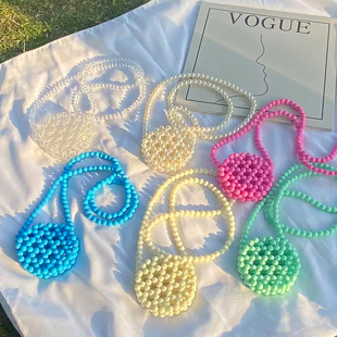 珍珠儿童包包迷你可爱圆饼手提包小女孩儿童单肩斜挎零钱包装饰包