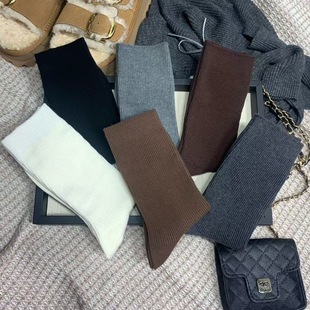 堆堆袜子 加厚长筒爆款 秋冬新款 双针高筒纯棉袜子中筒女士纯色净版