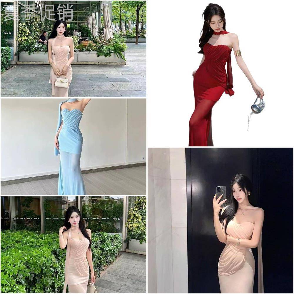 生日小礼服抹胸连衣裙女2026夏季网纱纯欲包臀长裙修身包臀裙子