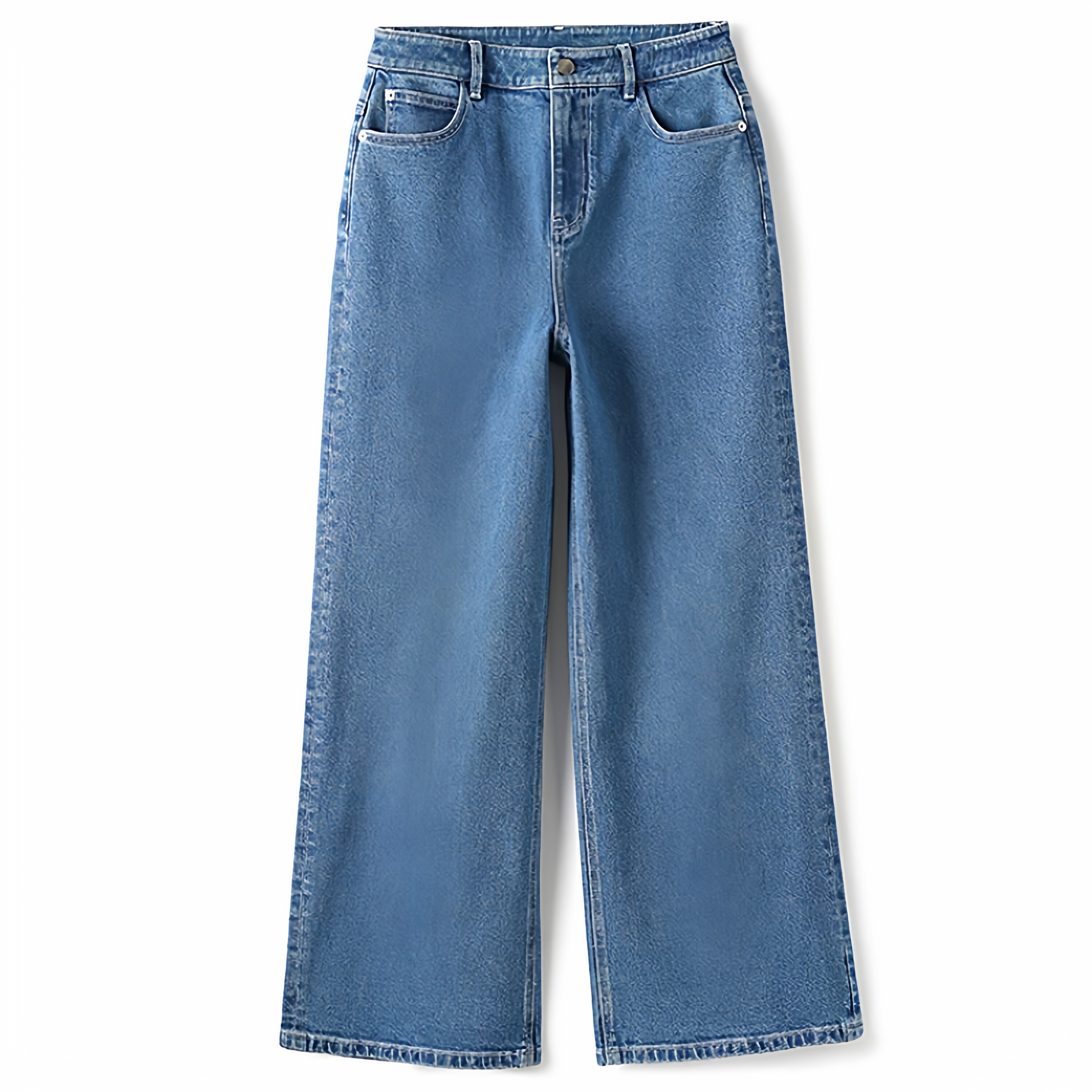 【西施姐姐推荐】高腰阔腿牛仔裤女宽松直筒长裤蓝色显瘦百搭R802