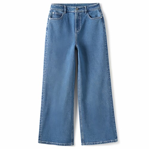 【西施姐姐推荐】高腰阔腿牛仔裤女宽松直筒长裤蓝色显瘦百搭R802