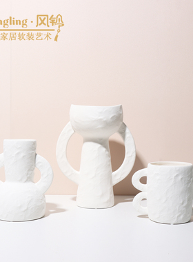 双耳陶瓷罐花器摆件样板房