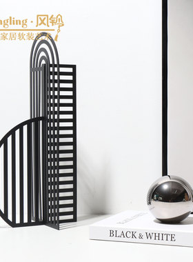 简约现代创意金属纹路摆件样板间售楼处酒店玄关会客厅软装