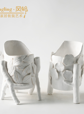 现代粉白色陶瓷形花器摆件客厅