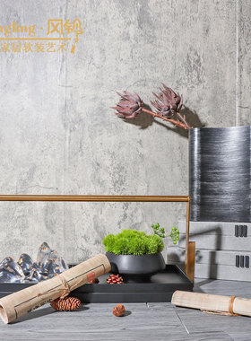 现代新中式风格托盘花器的摆件样板间酒店玄关客厅软装摆设