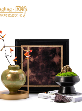 新中式创意陶瓷复合材质摆件样板间酒店玄关会客厅软装摆设