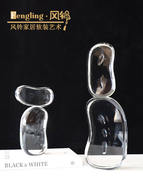 简约现代透明轻奢摆件酒店售楼处样板间酒店会客厅酒柜摆设