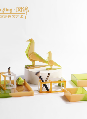 现代树脂几何创意动物摆件托盘烛台样板间客厅办公室装饰品