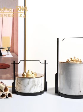 简约现代新中式储物盒摆件样板房间书房卧室茶室家居装饰品