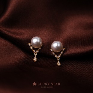 LUCKY STAR復(fù)古氣質(zhì)高級(jí)感珍珠無(wú)耳洞蚊香盤(pán)硅膠無(wú)痛耳夾隱形耳釘