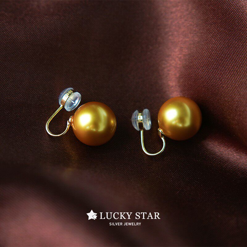 LUCKY STAR高级奢华感无耳洞耳夹仿菲律宾南洋金珍珠耳钉耳饰浓金,饰品/流行首饰/时尚饰品新,耳夹,淘宝优惠券,粉丝福利购,淘宝优惠卷
