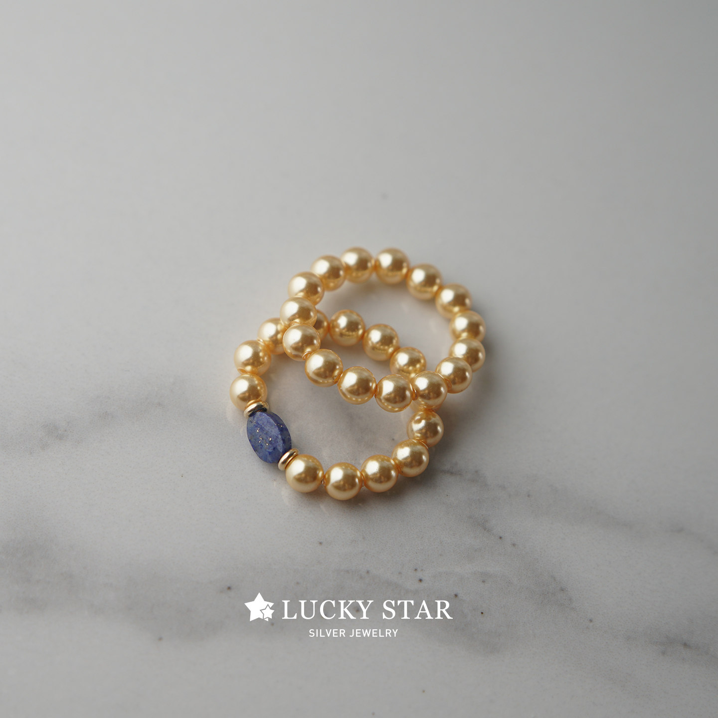 LUCKYSTAR优雅珍珠青金石戒指