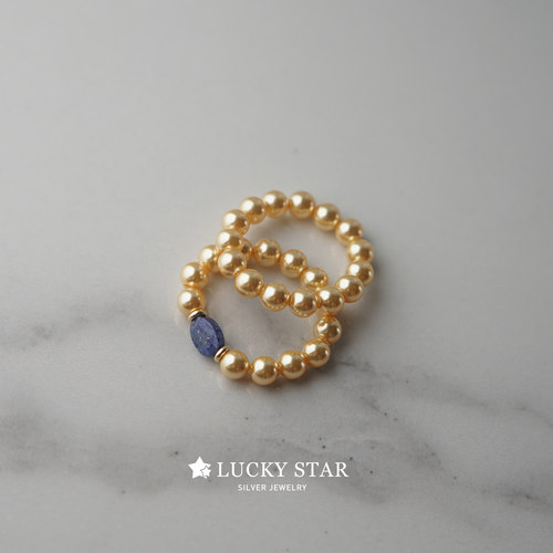 LUCKYSTAR优雅珍珠青金石戒指