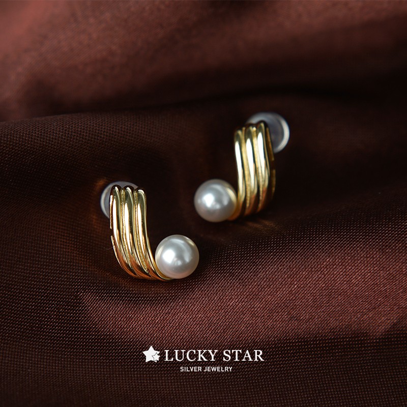 LUCKY STAR时尚简约轻奢无耳洞珍珠耳夹无痛硅胶耳环耳饰纯银耳钉