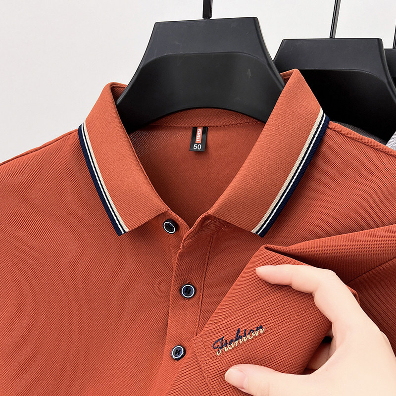 有口袋保罗纯棉夏季短袖t恤男士翻领刺绣polo衫爸爸大码体恤上衣