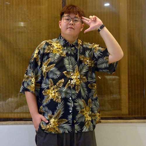 加肥夏威夷休闲宽松短袖花衬衫