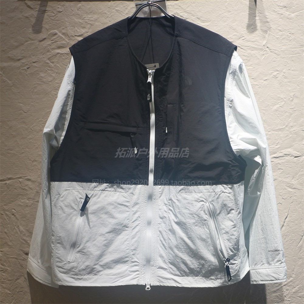 北面男双层防风冲锋马甲