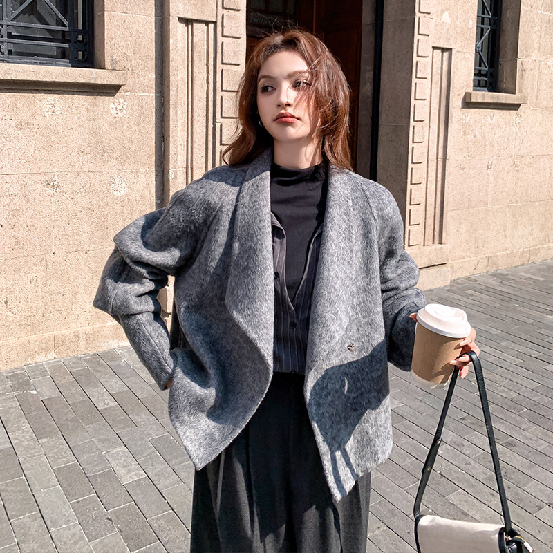 双面羊绒短外套女2D115-C199-P215-K338,毛呢外套,2D115