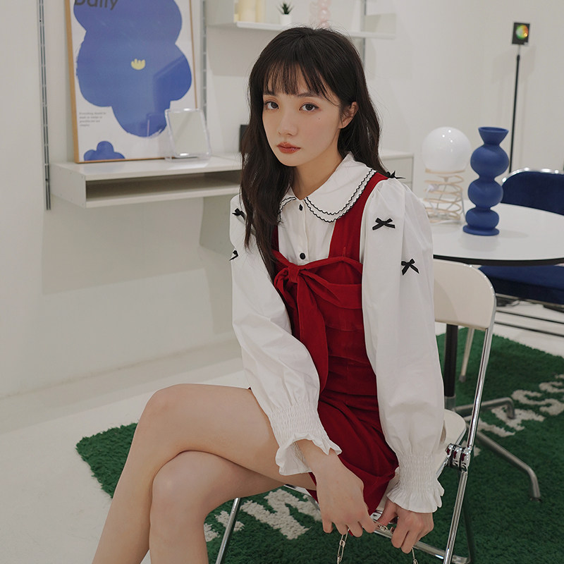 衬衫+丝绒吊带两件套2D115-282-P65-K138,女装连衣裙,2D115