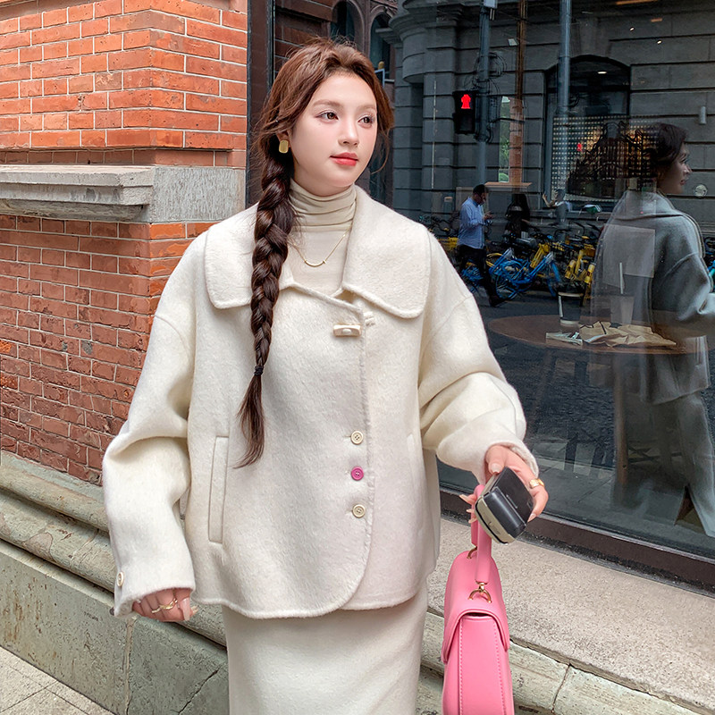 新品毛呢外套80双面，女装毛呢外套，2D115