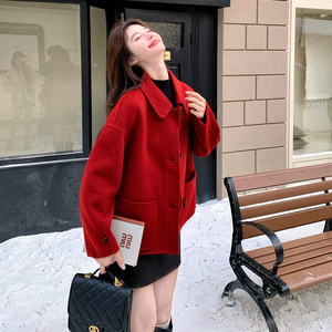 双色双面羊毛大衣短外套女2D115-C831-P265-K388图片
