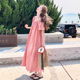 晕染粉色连衣裙女夏2025新款巨好看流行大方得体温柔风爆款长裙，女装连衣裙，2D115