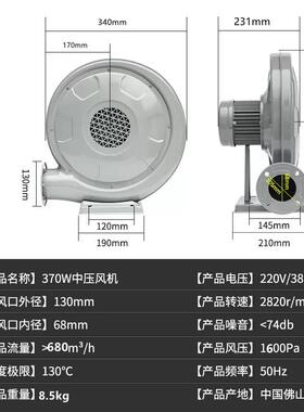 新款CZTD250W厨房离心式炉灶锅炉鼓风机中压风机220v380V包邮