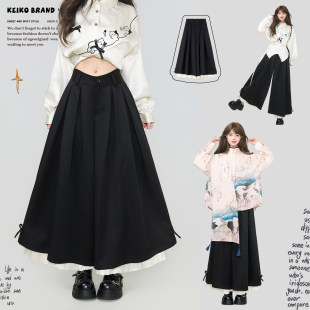 走路带风 山本裤 压褶大阔腿裙裤 垂感显瘦宽松休闲裤 裙 春季 KEIKO