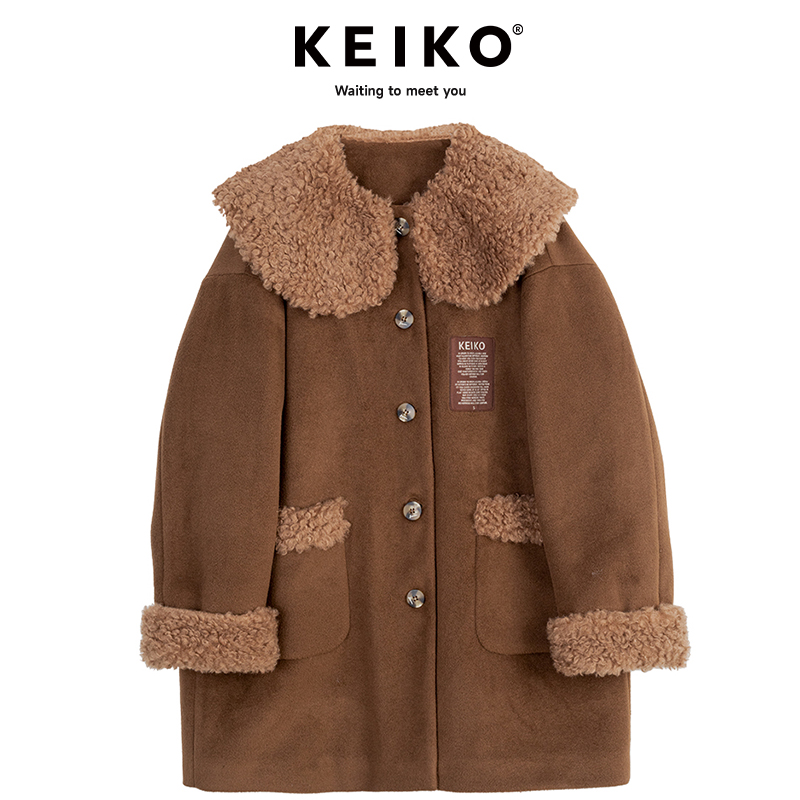 凯莉欧仿羚羊绒加厚羊羔毛外套