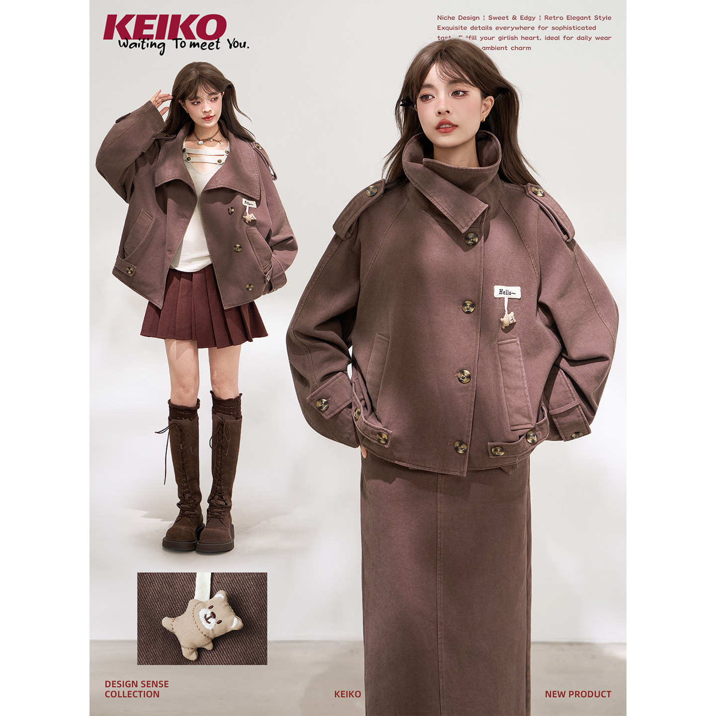 KEIKO重磅帆布工装立领牛仔夹克