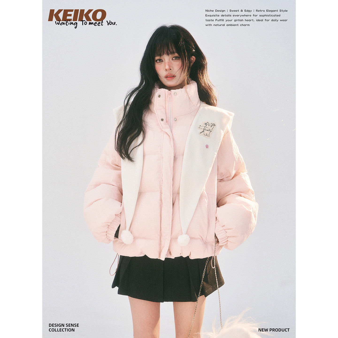 KEIKO甜系少女两件套披肩棉服